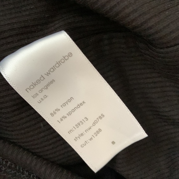 NAKED WARDROBE Ribbed Front-Slit Mini Dress Black - Picture 4 of 4